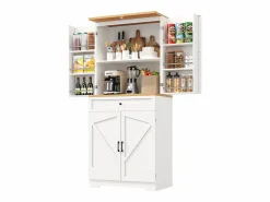 ModernLuxe Buffet de cocina moderno 80x40x180 cm - 4 puertas + 1 cajón - mueble alto - MDF - Blanco New