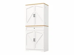 ModernLuxe Buffet de cocina moderno 80x40x180 cm - 4 puertas + 1 cajón - mueble alto - MDF - Blanco New