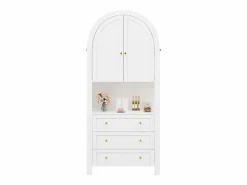 ModernLuxe Buffet de cocina 70x35x180 cm - 2 puertas y 3 cajones - superficie arqueada - Blanco Hot
