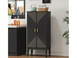 ModernLuxe Buffet de cocina 59x30x120cm - 2 puertas de almacenamiento con estantes - estilo retro - Negro Sale
