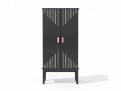 ModernLuxe Buffet de cocina 59x30x120cm - 2 puertas de almacenamiento con estantes - estilo retro - Negro Sale