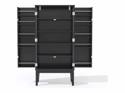 ModernLuxe Buffet de cocina 59x30x120cm - 2 puertas de almacenamiento con estantes - estilo retro - Negro Sale