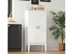 ModernLuxe Buffet de cocina 59x30x120cm - 2 puertas de almacenamiento con estantes - estilo retro - Blanco Outlet
