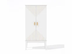 ModernLuxe Buffet de cocina 59x30x120cm - 2 puertas de almacenamiento con estantes - estilo retro - Blanco Outlet