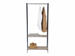 Burro de ropa 2 estantes melamina y metal roble cambrian negro 64x150x40 cm Negro / Color natural claro Sale