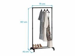 Burro de ropa perchero metal con ruedas y 2 barras 75x157x42 cm^ Clearance