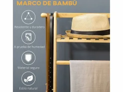 Homcom Burro perchero River 2 estantes + 2 ganchos natural 139x114x40 cm Color natural claro Sale