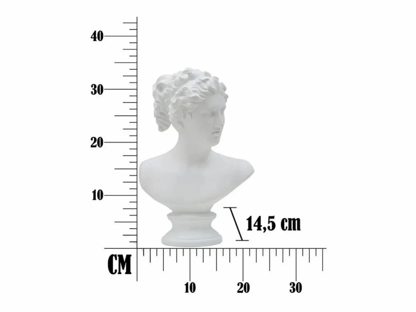 Busto decorativo clásico de mujer en poliresina h34 cm Blanco