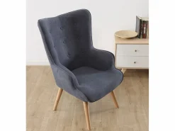 Cambia tus muebles Butaca de 95x71x75 cm con reposabrazos en color y patas de madera marrones Dakota Gris Clearance