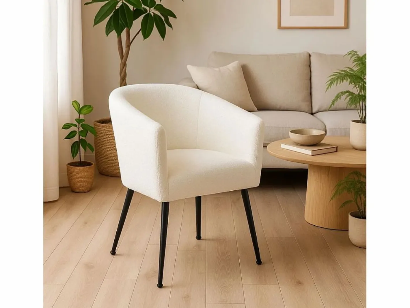 ADEC Butaca Melrose respaldo circular blanco 70x66x64 cm Color natural claro Clearance