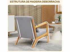 Homcom Butaca Nordic con reposabrazos + cojín 76x61x78 cm Gris Hot
