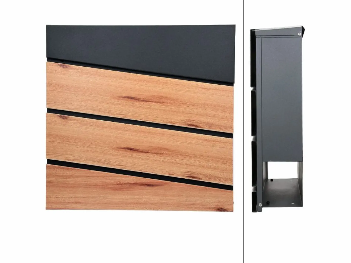 ML-DESIGN Buzón cartas periódico moderno acero antracita aspecto de madera con soporte Gris antracita Best