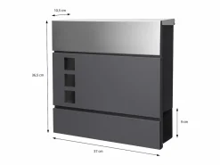 ECD Germany Buzón|Buzón correos de pie antracita/plata casillero periódicos cartas soporte 170cm