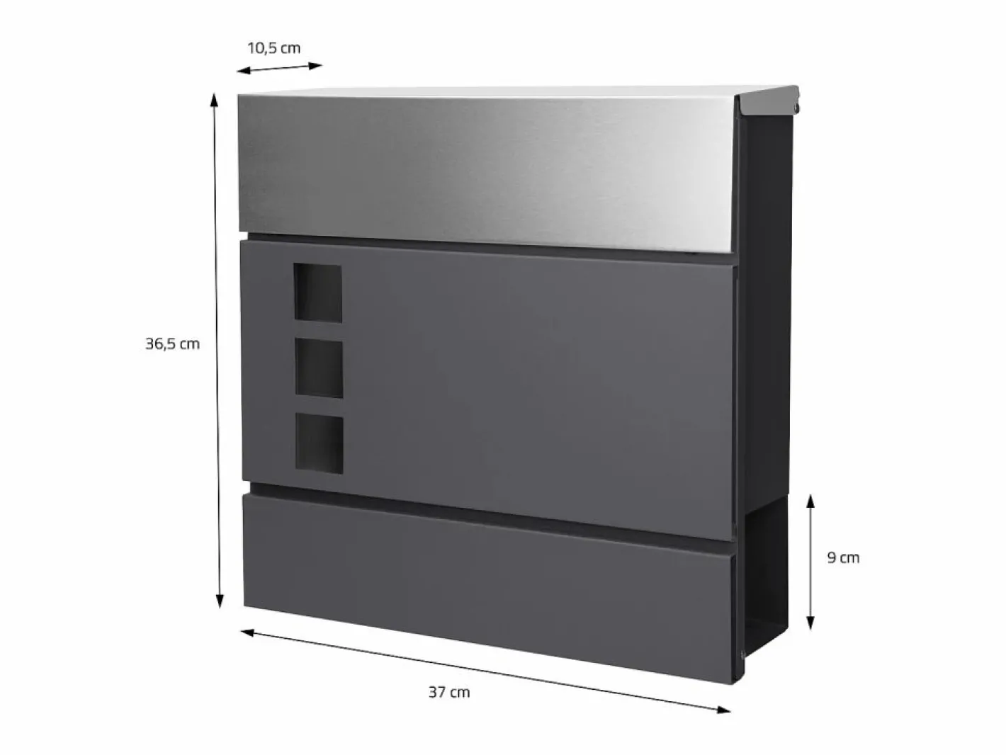 ECD Germany Buzón|Buzón correos de pie antracita/plata casillero periódicos cartas soporte 120cm