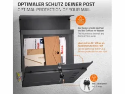 Buzón correos pie antracita casillero depósito periódico carta soporte antracita^ECD Germany Outlet