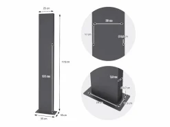 ML-DESIGN Buzón|Buzón de acero inoxidable antracita moderno casillero de correo + soporte 170 cm