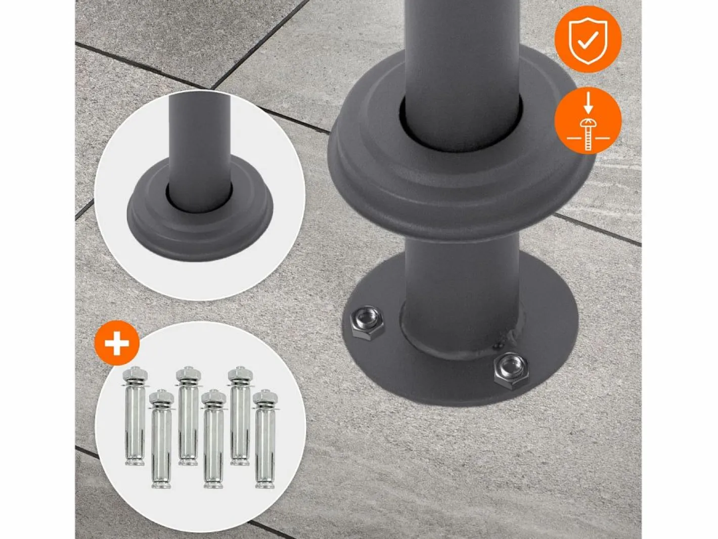 ECD Germany Buzón de acero inoxidable para correos y periodicos + base poste 120cm antracita Gris antracita Outlet