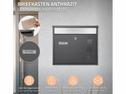 ML-DESIGN Buzón de acero inoxidable montado en pared antracita moderno casillero de correo Gris antracita Clearance