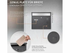 ML-DESIGN Buzón de acero inoxidable montado en pared antracita moderno casillero de correo Gris antracita Clearance