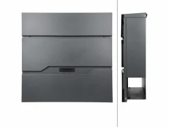 ML-DESIGN Buzón de correos con soporte con compartimento para periódicos antracita mate Gris antracita Outlet