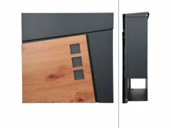 ML-DESIGN Buzón de pared moderno acero antracita aspecto madera Gris New