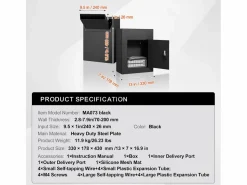 Buzón de Pared SucceBuy – Acero Robusto, 33x18x43 cm, Cerradura de Combinación, – Almacenamiento Seguro del Correo Negro Discount