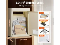 Buzón|Buzón de Pared SucceBuy 31.8 x 16 x 42.9 cm, Buzón de Acero Robusto con Cerradura de Combinación, – Almacenamiento Seguro del Correo