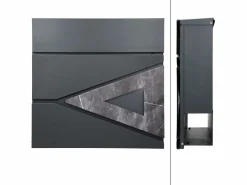 ML-DESIGN Buzón de pie con compartimento para periódicos antracita con triángulo de mármol Negro New