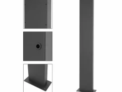 Buzón exterior con compartimento para periódicos negro diseño madera y soporte^ML-DESIGN Online