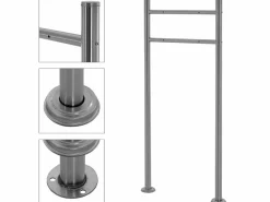 ML-DESIGN Buzón exterior con compartimento para periódico y soporte negro detalles madera Gris antracita New