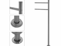 ML-DESIGN Buzón exterior con soporte 120cm y compartimento periódicos negro diseño madera Gris antracita Discount