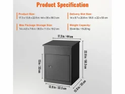 Buzón para Paquetes, SucceBuy Buzones de Exterior 44 x 35 x 58,3 CM, Acero Galvanizado, Cerradura Codificada^ Best