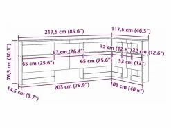 Clicnbuy Cabecero Y Puente De Cama|Cabecera de almacenamiento con estante Roble 100 cm