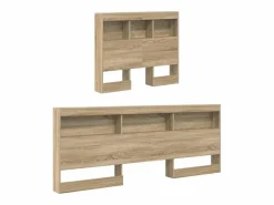 Clicnbuy Cabecera de almacenamiento con estante Roble Sonoma 90 cm Marru00f3n Hot