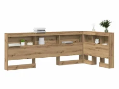 Clicnbuy Cabecero Y Puente De Cama|Cabecera de almacenamiento con estante Roble artisan 90 cm