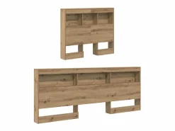 Clicnbuy Cabecero Y Puente De Cama|Cabecera de almacenamiento con estante Roble artisan 90 cm