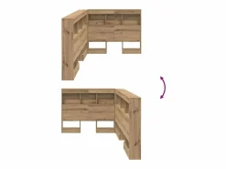 Clicnbuy Cabecero Y Puente De Cama|Cabecera de almacenamiento con estante Roble artisan 90 cm