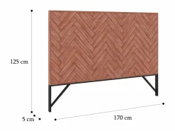 Vente-unique Cabecero Y Puente De Cama|Cabecero 170 cm de madera de acacia y metal natural y negro - VEDILA