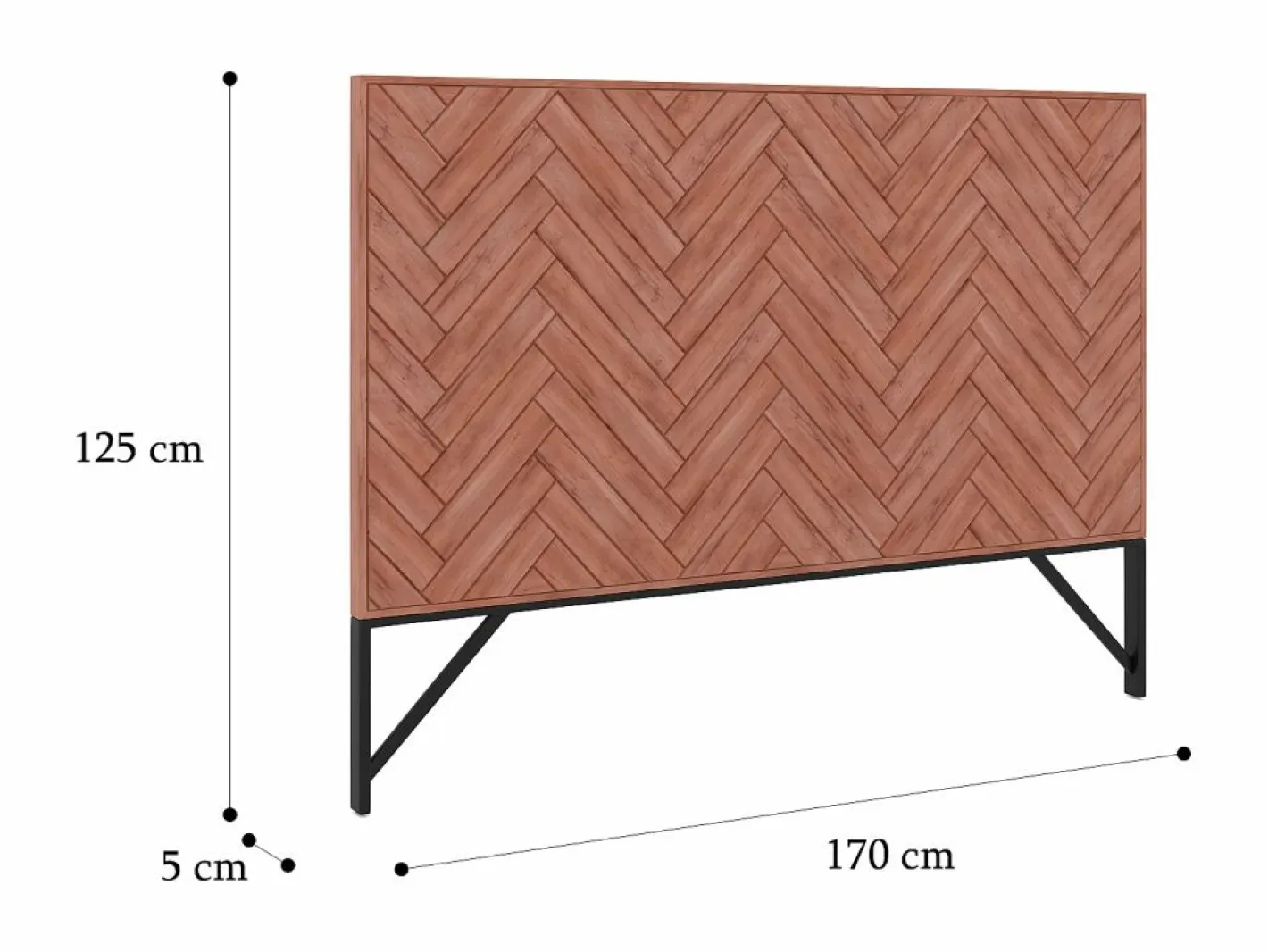 Vente-unique Cabecero Y Puente De Cama|Cabecero 170 cm de madera de acacia y metal natural y negro - VEDILA