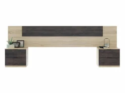 Cabecero Cama Matrimonio, Mesitas 2 Cajones Color Óxido Roble Canadian 150 cm Marru00f3n Sale