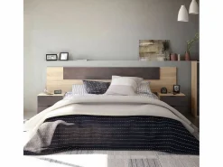 Cabecero Cama Matrimonio, Mesitas 2 Cajones Color Óxido Roble Canadian 150 cm Marru00f3n Sale