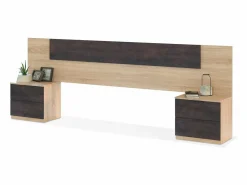 Cabecero Cama Matrimonio, Mesitas 2 Cajones Color Óxido Roble Canadian 150 cm Marru00f3n Sale