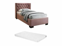 Cabecero cama tapizado 90x200 cm terciopelo + colchón - MASSIMO^Vente-unique