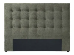 Vente-unique Cabecero Y Puente De Cama|Cabecero capitoné 160 cm de tela oliva - FRANCESCO
