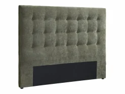 Vente-unique Cabecero Y Puente De Cama|Cabecero capitoné 160 cm de tela oliva - FRANCESCO