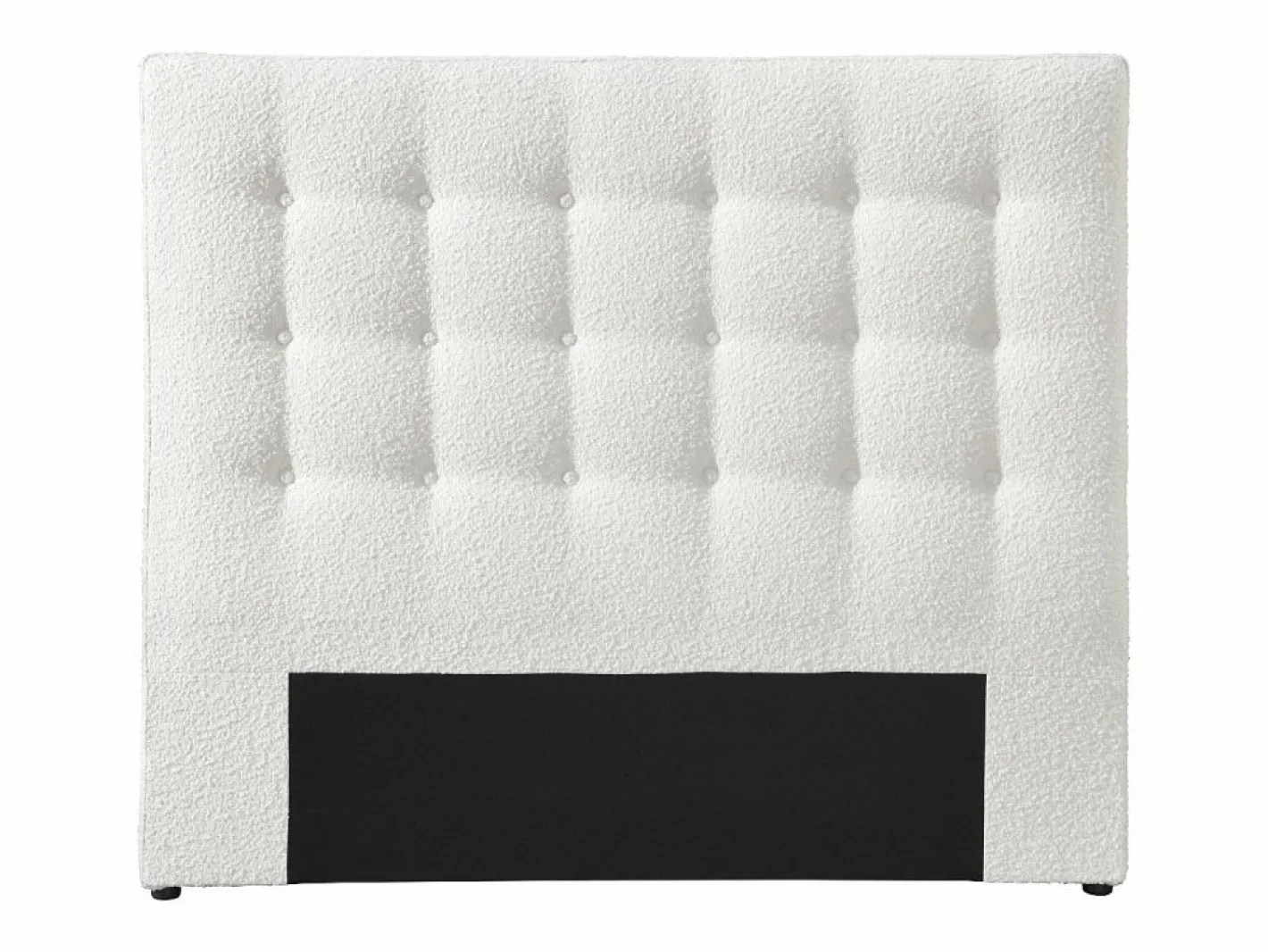 Vente-unique Cabecero Y Puente De Cama|Cabecero capitoné de 140 cm en tela bouclé blanca - FRANCESCO