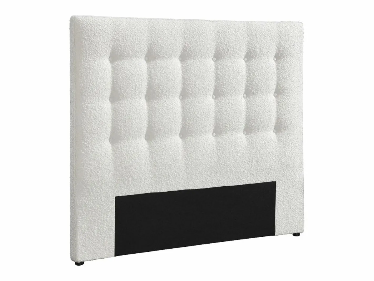 Vente-unique Cabecero Y Puente De Cama|Cabecero capitoné de 140 cm en tela bouclé blanca - FRANCESCO
