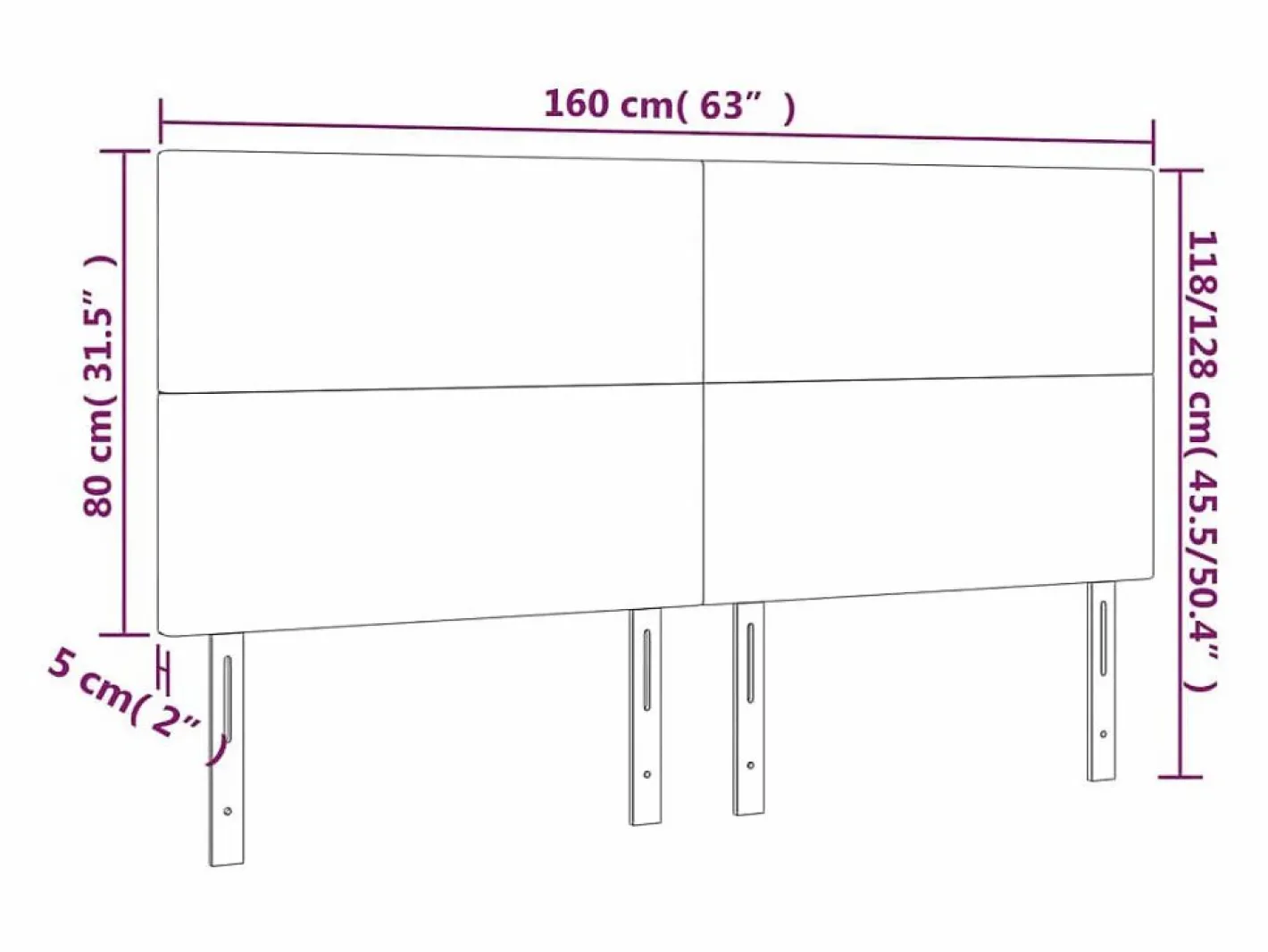 Clicnbuy Cabecero con luces LED cuero sintético 160x5x118/128 cm Blanco Hot