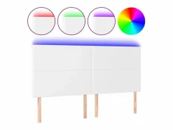 vidaxl Cabecero con luces LED cuero sintético 180x5x118/128 cm Blanco Online