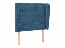 Clicnbuy Cabecero con orejas de terciopelo oscuro 103x23x118/128 cm Azul Online